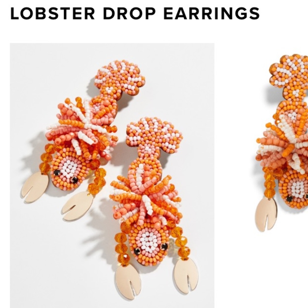 Beaded Lobster Drop Earrings